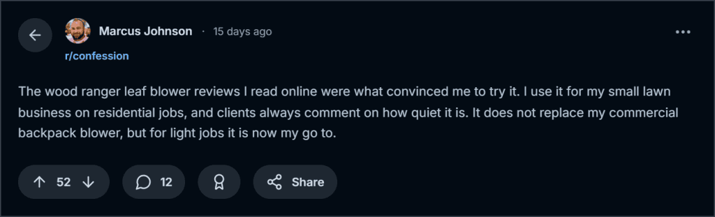 wood ranger leaf blower reviews
reddit