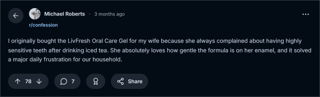 LivFresh Dental Gel Reddit Reviews