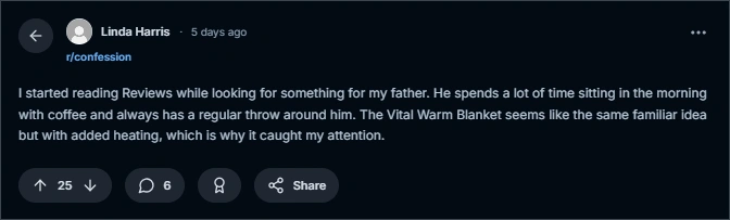Vital Heating Blanket reddit reviews