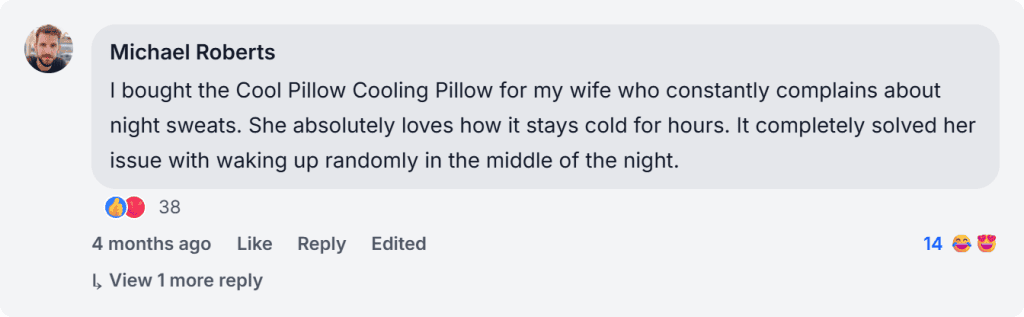 CoolPillow Facebook Reviews