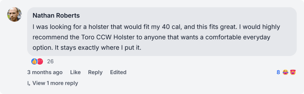 Toro Leather Holster Facebook Reviews