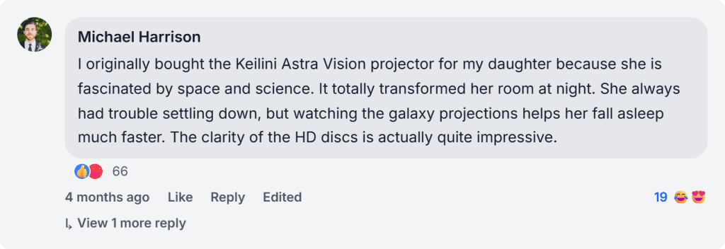 Keilini AstraVision Facebook Reviews