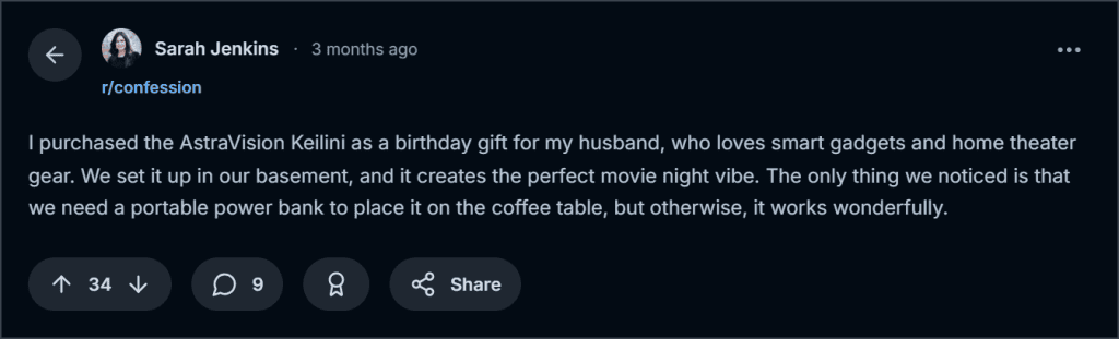 Keilini AstraVision Reddit Reviews
