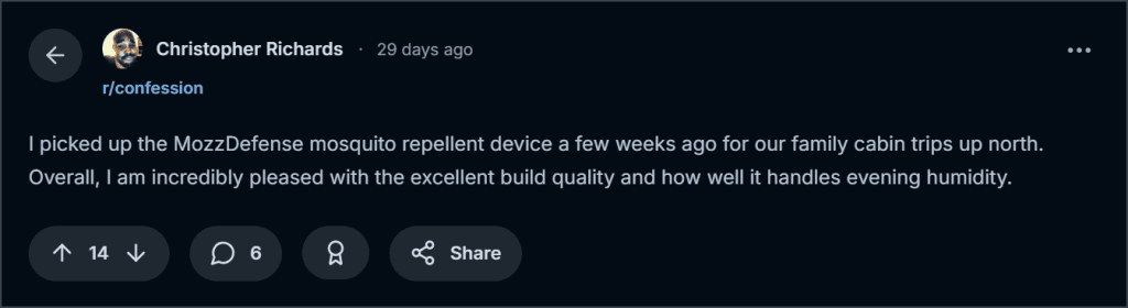 MozzDefense Reddit Reviews